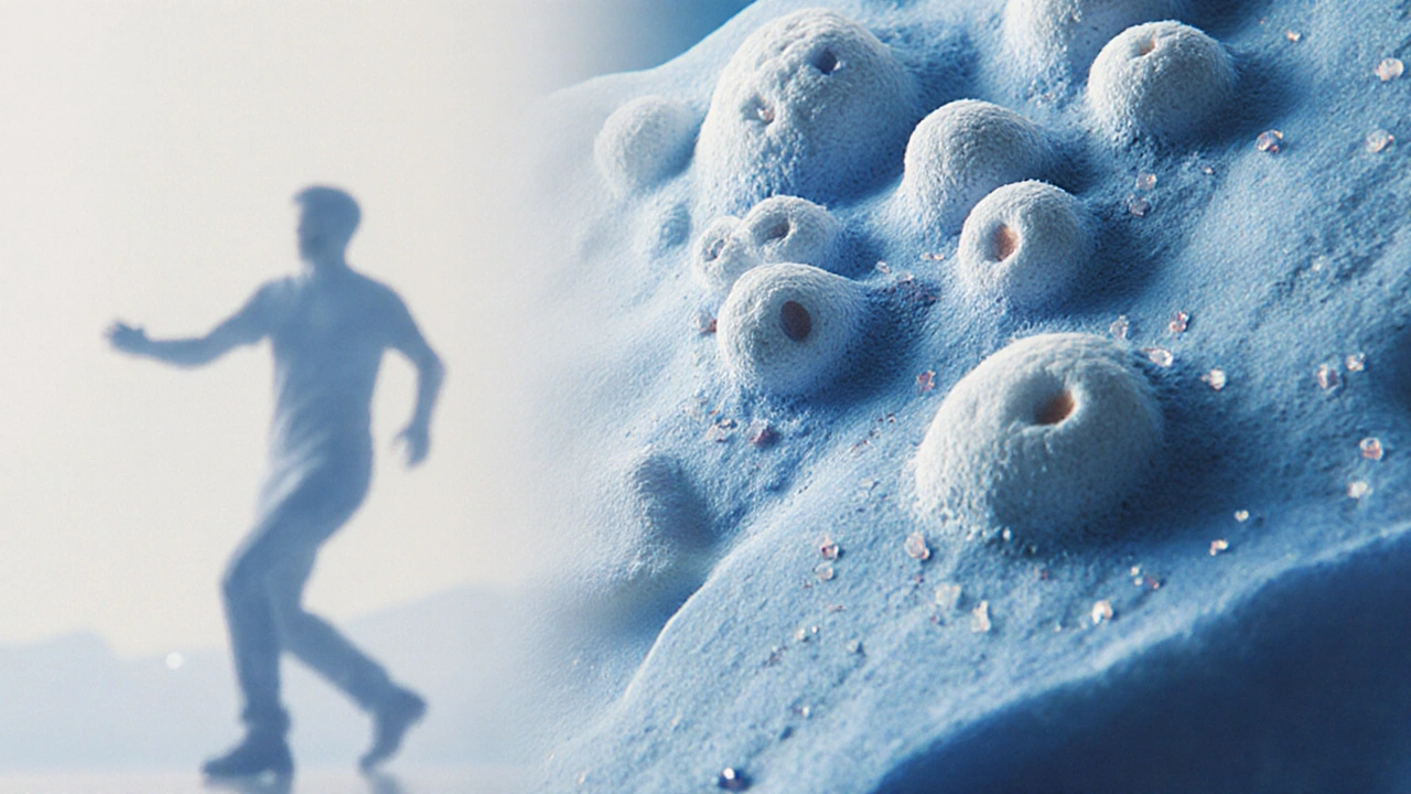 Close‑up of bone showing active osteoclasts breaking down bone tissue.