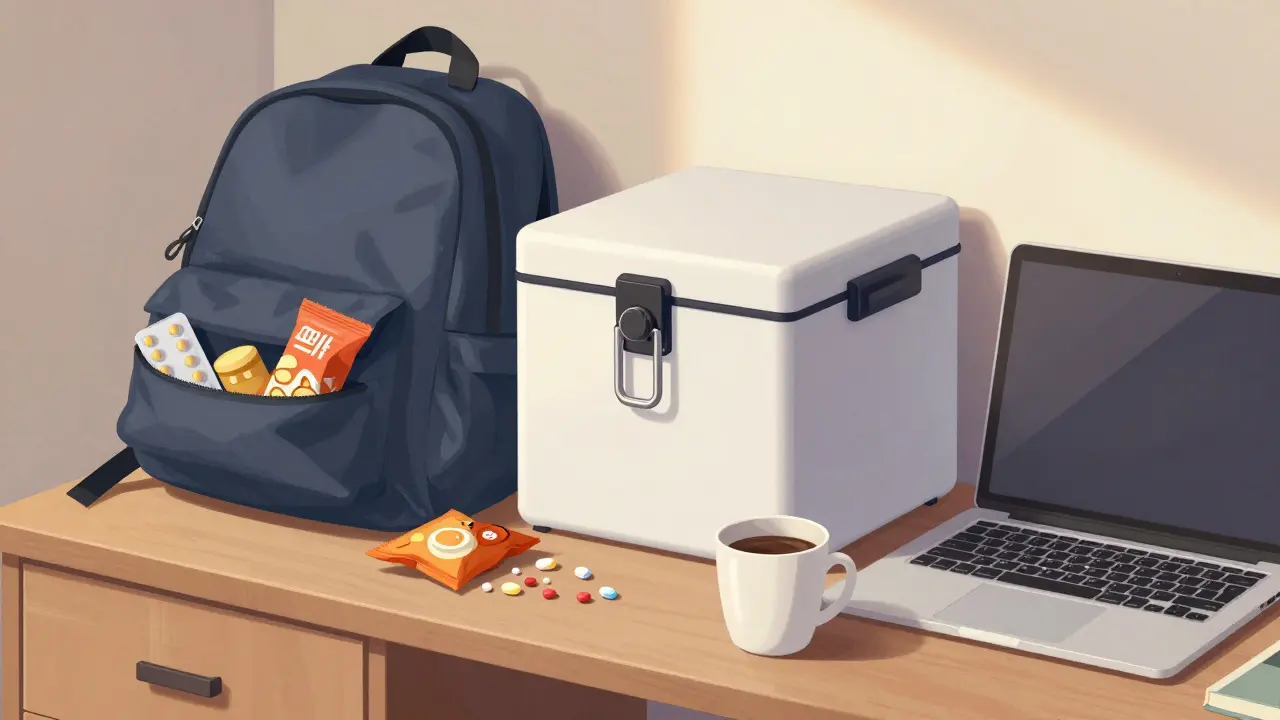 Secure lockbox vs loose pills in dorm room