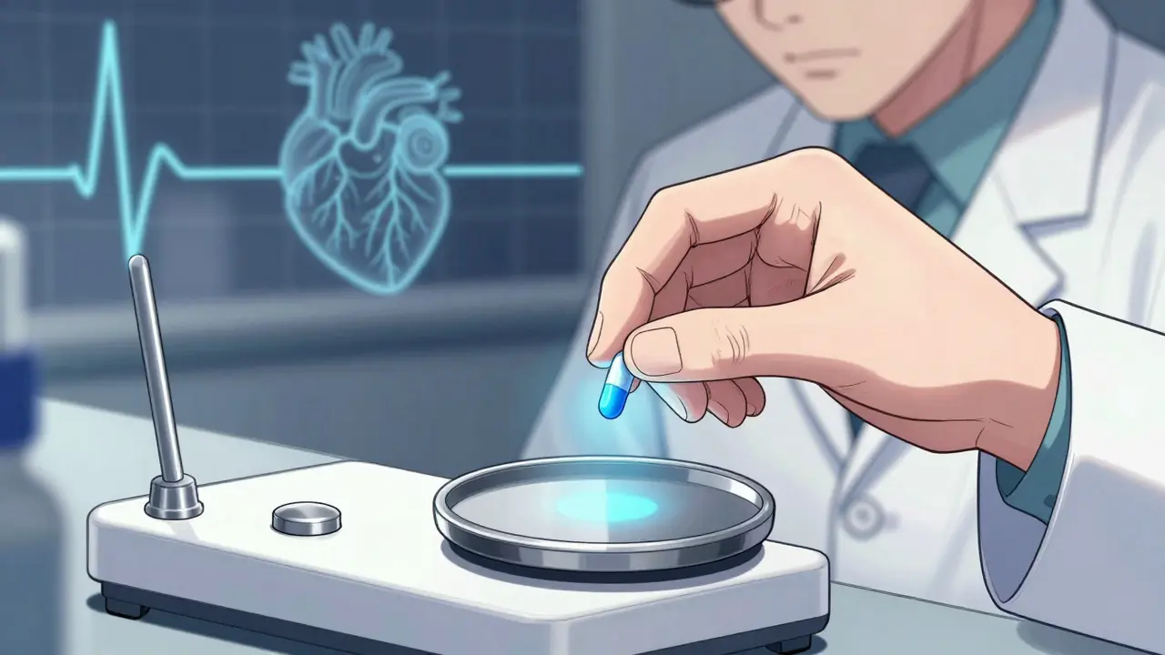 Close up of pharmacist handling sensitive medication with care