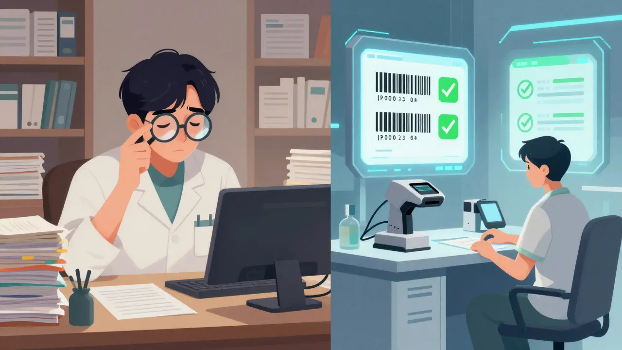 Comparison of manual paperwork chaos versus efficient automated recall system
