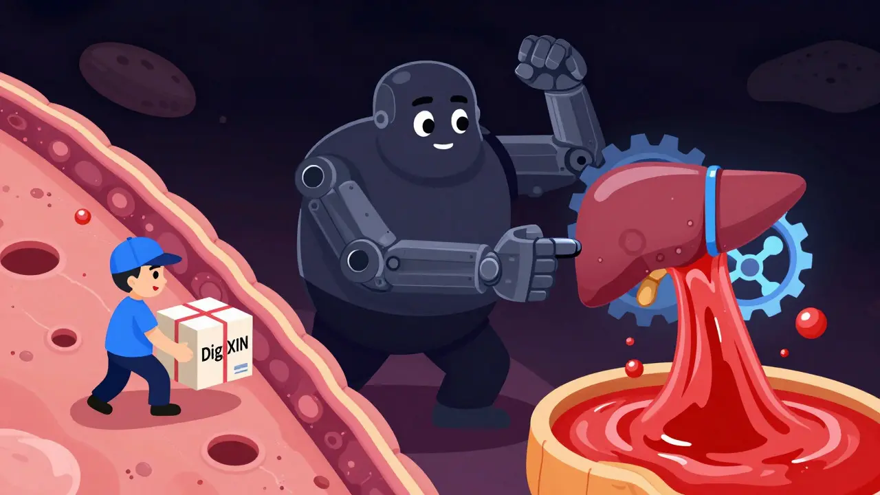 Webtoon style: Amiodarone blocking drug elimination pathways