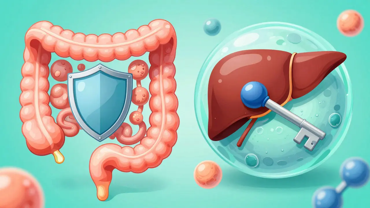 Illustration comparing ezetimibe and bempedoic acid mechanisms