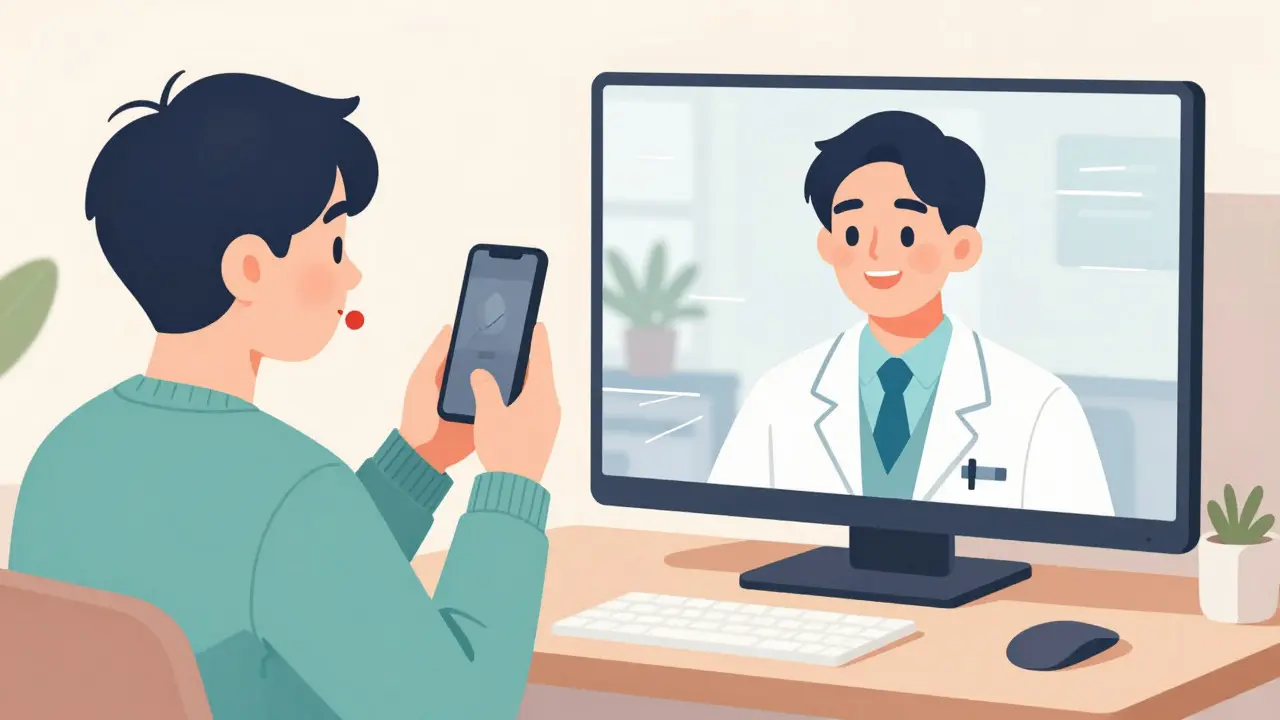 Telehealth video call between patient and doctor on phone