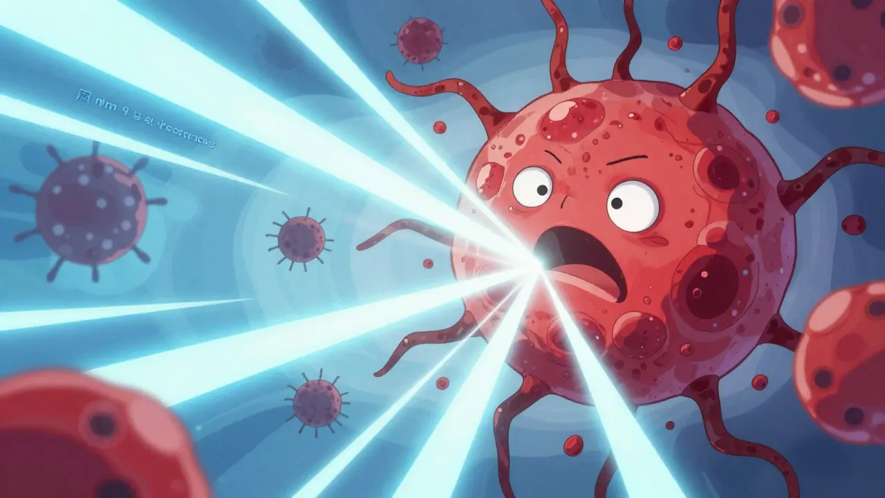 Tumor shrinking under treatment in a vibrant Korean webtoon illustration